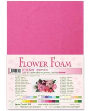Putgumė Leane Creatief - Flower Foam Foamiran - Ryški rožinė, 0.8mm, A4, 10 lapų      
