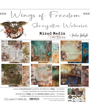 Skrebinimo popieriaus rinkinys Craft O'Clock - Wings of Freedom, 30.5x30.5cm, 250 g/m², 6 lapai
