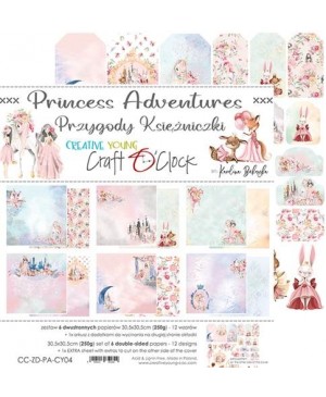 Skrebinimo popieriaus rinkinys Craft O'Clock - Princess Adventures, 30.5x30.5cm, 250 g/m², 6 lapai