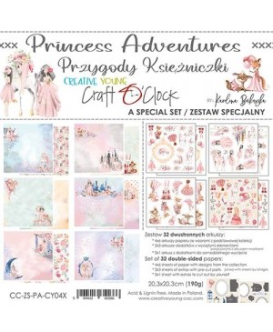 Skrebinimo popieriaus rinkinys Craft O'Clock - Princess Adventures, 20.3x20.3cm, 190 g/m², 32 lapai