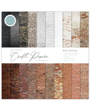 Skrebinimo popieriaus rinkinys Craft Consortium - Essential -  Brick Textures, 30.5x30.5cm, 30 lapų, 180 g/m²