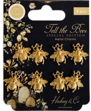 Metaliniai dekoro elementai Craft Consortium - Tell the Bees - Charms Gold Bees, 8vnt.