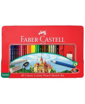 Spalvoti pieštukai Faber-Castell 48 spalvos, rinkinys metalinėje dėžutėje