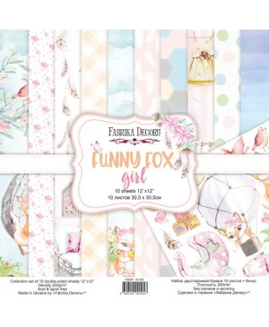 Skrebinimo popieriaus rinkinys Fabrika Decoru – Funny fox girl, 200 g/m², 10 lapų, 30.5x30.5cm