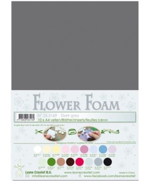 Putgumė Leane Creatief - Flower Foam Foamiran - Tamsiai Pilka, 0.8mm, A4, 10 lapų      