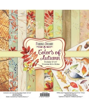 Skrebinimo popieriaus rinkinys Fabrika Decoru – Colors of Autumn, 200 g/m², 10 lapų, 30.5x30.5cm