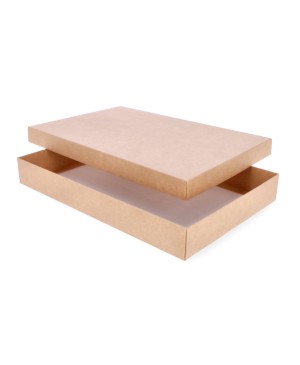 Kartoninė dviejų dalių dėžutė pakavimui su dangteliu, 30x20x4cm, ruda/balta, DDP-19/R