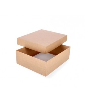 Kartoninė dviejų dalių dėžutė pakavimui su dangteliu, 9x9x3cm, ruda/balta (DDP-6/R)