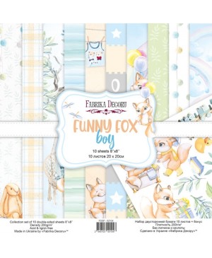Skrebinimo popieriaus rinkinys Fabrika Decoru – Funny fox boy, 200 g/m², 10 lapų, 20x20cm