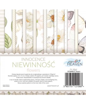 Skrebinimo popierius Paper Heaven - Innocence - Flowers, 250 g/m², 15x15cm, 24 lapai