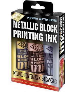 Dažai linoraižiniams Essdee Metallic Block Printing Ink Set, metalizuotos sp., 3x100ml