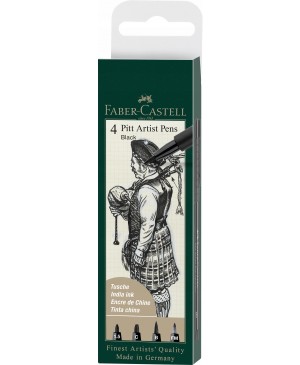 Eskizavimo rašikliai Faber-Castell PITT Artist Pen Black 1.5/C/B/FM, 4vnt.