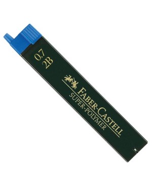 Grafito šerdelės Faber Castell Super Polymer automatiniam pieštukui, 2B, diam. 0.7 mm, ilgis 60mm, 12 vnt. dėžutėje