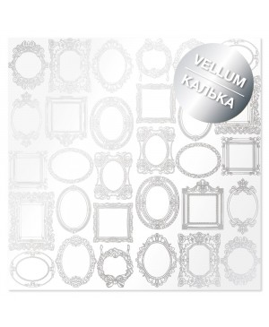 Kalkinis popierius su metalizuotais motyvais Fabrika Decoru – Silver Frames, 90 g/m², 30.5x30.5cm, 1vnt