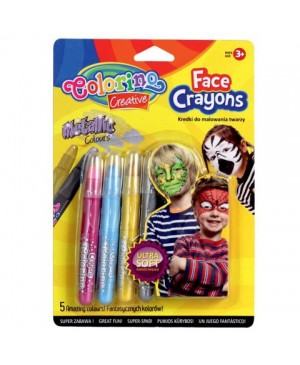 Kreidelės veidui dažyti Colorino Face Crayons 5 metalizuotų spalvų