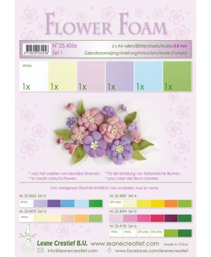 Putgumė Leane Creatief - Flower Foam Foamiran - Pasteliniai tonai, 0.8mm, A4, 6 lapai