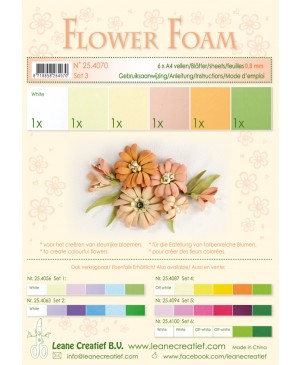 Putgumė Leane Creatief - Flower Foam Foamiran - Lašišos rausvi tonai, 0.8mm, A4, 6 lapai