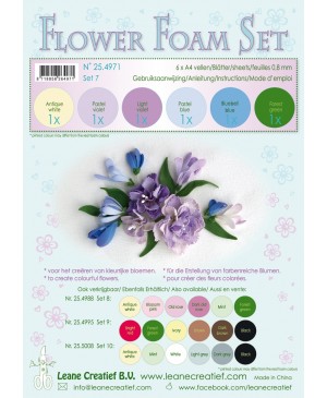 Putgumė Leane Creatief - Flower Foam Foamiran - Set No.7 Blue-Violet, 0.8mm, A4, 6 lapai