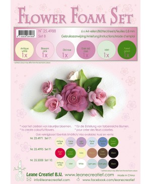 Putgumė Leane Creatief - Flower Foam Foamiran - Set No.8 Old Rose, 0.8mm, A4, 6 lapai