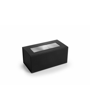 Kartoninė greito surinkimo dėžutė su magnetiniu užsegimu ir langeliu 330x220x100mm juodos spalvos