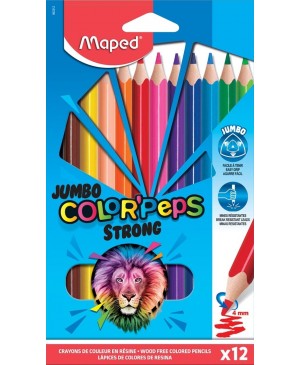 Spalvoti pieštukai Maped Color Peps Strong Jumbo, 12 spalvų