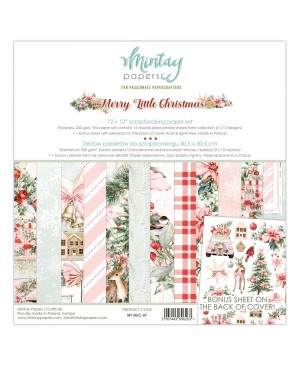 Skrebinimo popieriaus rinkinys Mintay - Merry Little Christmas, 30.5x30.5cm, 240g/m², 12 lapų