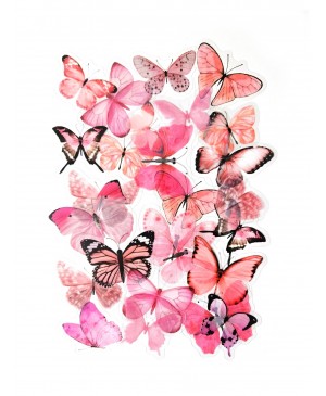 Lipdukai, permatomi - Pink Butterflies, 40vnt