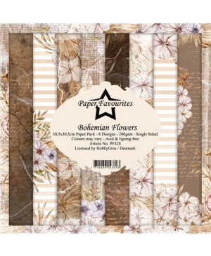 Skrebinimo popieriaus rinkinys Paper Favourites - Bohemian Flowers, 30.5x30.5cm, 8 lapai, 200 g/m²