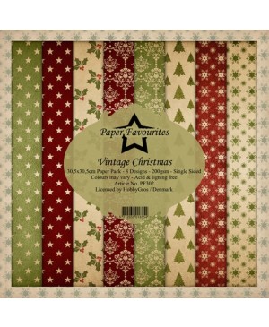 Skrebinimo popieriaus rinkinys Paper Favourites - Vintage Christmas, 30.5x30.5cm, 8 lapai, 200 g/m²