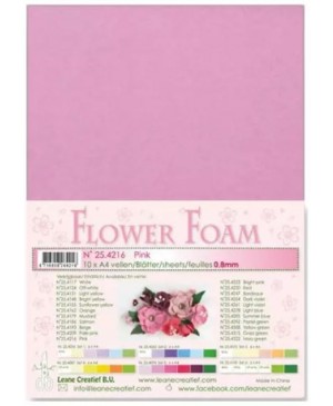 Putgumė Leane Creatief - Flower Foam Foamiran - Rožinė, 0.8mm, A4, 10 lapų      