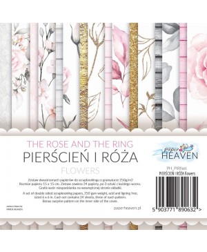 Skrebinimo popierius Paper Heaven - The Rose And The Ring - Flowers, 250 g/m², 15x15cm, 24 lapai