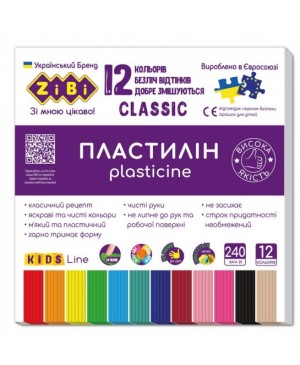 Plastilinas CLASSIC KIDS Line 12 spalvų, 240g
