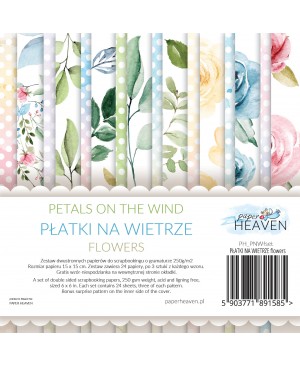 Skrebinimo popieriaus rinkinys Paper Heaven - Petals On The Wind - Flowers, 15x15cm, 24 lapai