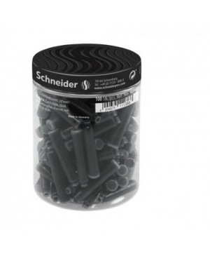 Rašalo kapsulės Schneider plastikiniame indelyje, juodos spalvos,100vnt