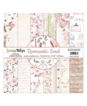 Skrebinimo popierius ScrapBoys – Romantic Soul, 190 g/m², 15.2x15.2cm, 24 lapai