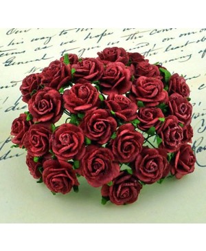 Popierinės gėlytės Promlee Flowers - Deep Red Open Roses SAA-002-15, 15mm, 10vnt.