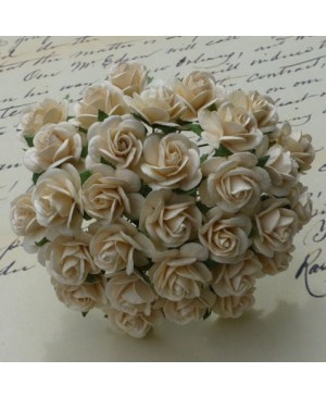 Popierinės gėlytės Promlee Flowers - Deep Ivory Open Roses SAA-012-20, 20mm, 10vnt.
