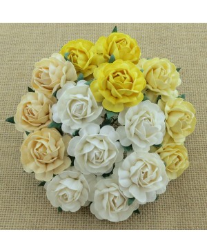 Popierinės gėlytės Promlee Flowers - Mixed White-Cream Tea Roses SAA-068-40, 40mm, 10vnt.