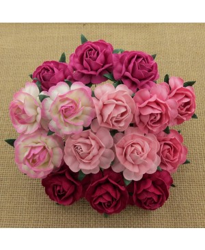Popierinės gėlytės Promlee Flowers - Mixed Pink Tea Roses SAA-069-40, 40mm, 10vnt.