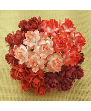 Popierinės gėlytės Promlee Flowers - Mixed Red Cottage Roses SAA-075-25, 25mm, 10vnt.