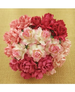 Popierinės gėlytės Promlee Flowers - Mixed Pink Cottage Roses SAA-077-25, 25mm, 10vnt.