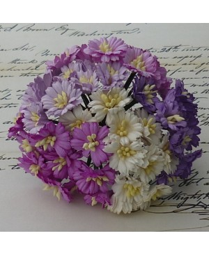 Popierinės gėlytės Promlee Flowers - Mixed Purple-White Cosmos Daisy SAA-149, 25mm, 10vnt.