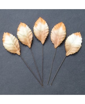 Popieriniai gėlių lapeliai Promlee Flowers - 2-tone White/Orange/Brown Leaves, SAA-217-35, 35mm, 20vnt.