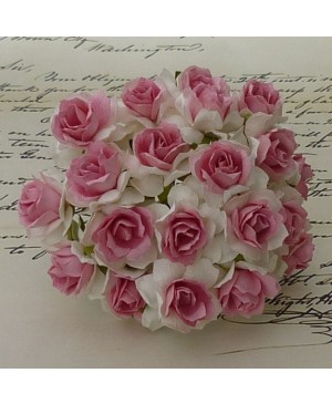Popierinės gėlytės Promlee Flowers - White-Dusky Pink Wild Roses SAA-229-30, 30mm, 10vnt.