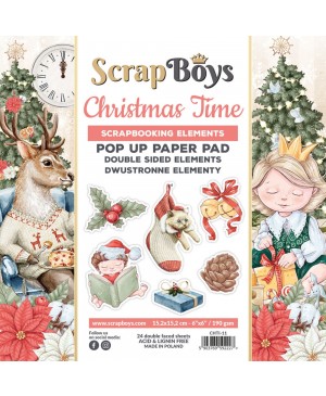 Skrebinimo popierius ScrapBoys – Christmas Time, 190 g/m², 15.2x15.2cm, 24 lapai