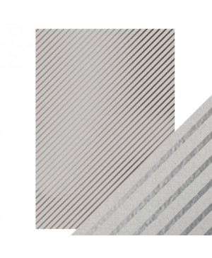 Popierius Tonic Studios - Kraft Silver Stripes, A4, 280 g/m², su metalizuotas motyvais, 1 vnt.