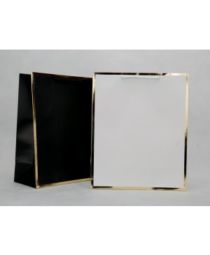 Popierinis maišelis Gold Frame on White/Black, 42x31x12 cm