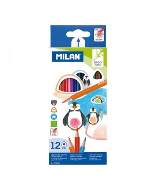 Spalvoti tribriauniai pieštukai Milan 12 spalvų	
