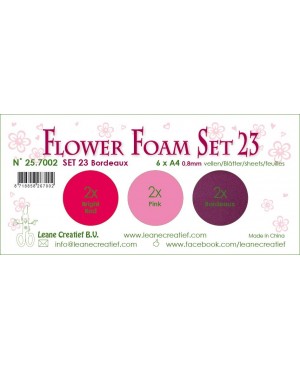 Putgumė Leane Creatief - Flower Foam Foamiran - Bordo tonai, 0.8mm, A4, 6 lapai	