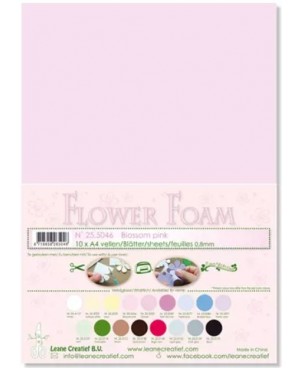 Putgumė Leane Creatief - Flower Foam Foamiran - Rausva, 0.8mm, A4, 10 lapų      	
